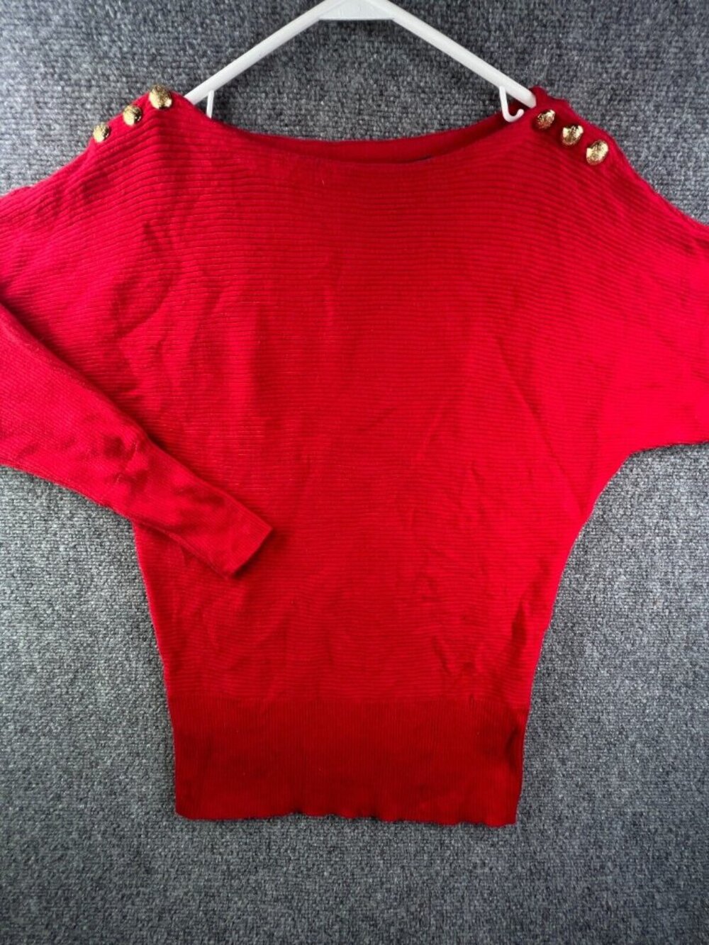 Lauren Ralph Lauren Women Sweater Red PXS Petite XS Ribbed Pullover Cotton Blend
